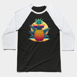 Simplistic pineapple wearing oversized sunglasses Baseball T-Shirt